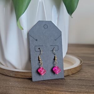 Pink Dice Earrings